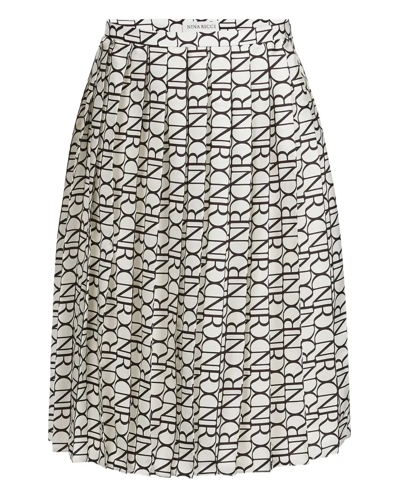 Nina Ricci Faltenrock mit Monogramm - Weiß Weiß