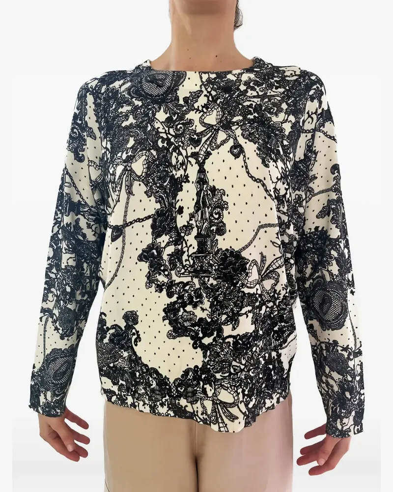 Blumarine Pullover mit Spitzen-Print - Schwarz Schwarz
