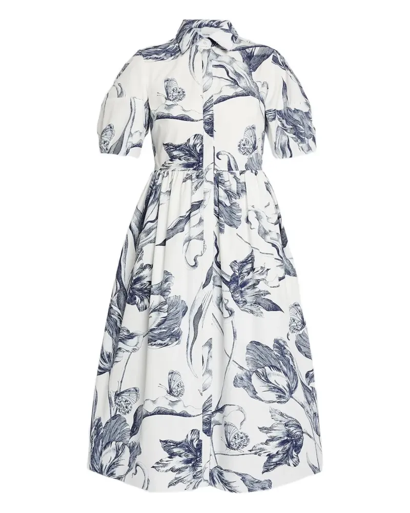 Erdem Midi-Hemdkleid mit Blumen-Print - Nude Nude