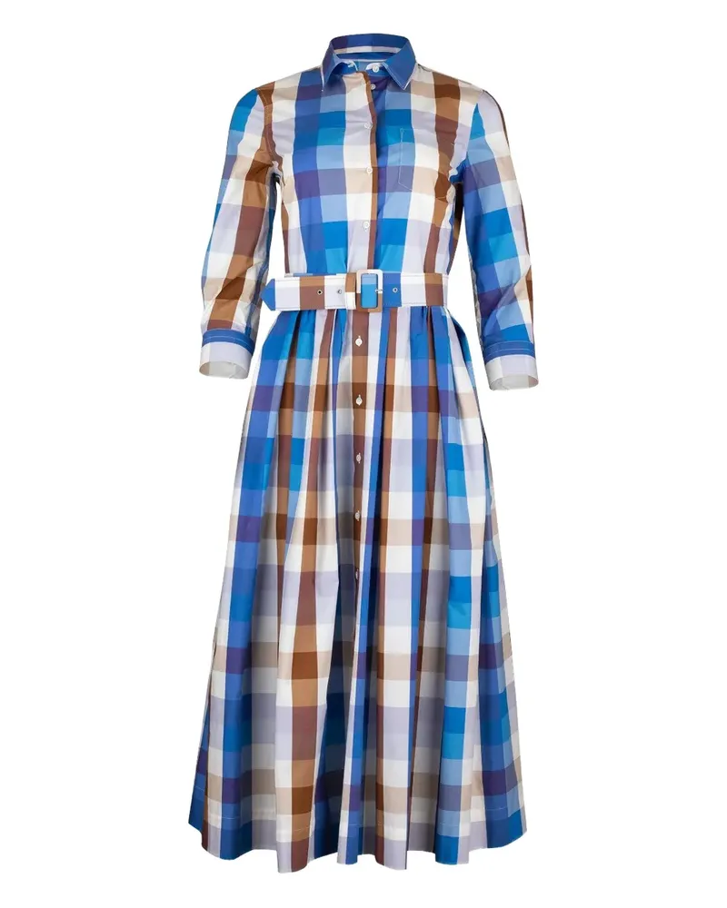 Sara Roka Kariertes Nidina Maxikleid - Blau Blau
