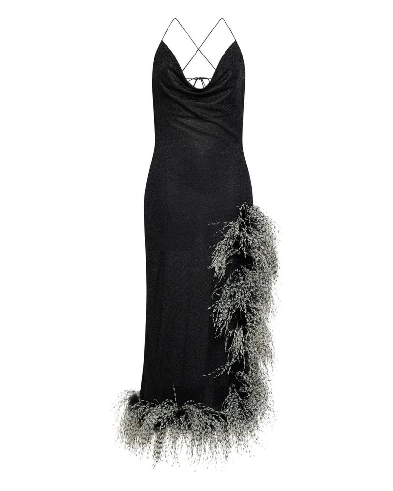 Oséree Asymmetrisches Lumière Plumage Kleid - Schwarz Schwarz