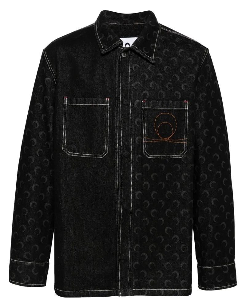 Marine Serre Jeansjacke mit Moon-Print Schwarz