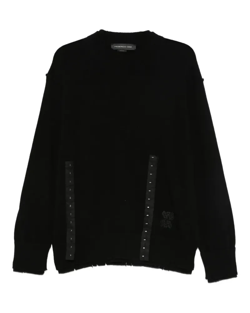 Boboutic Distressed-Sweatshirt mit Schleifendetail - Schwarz Schwarz