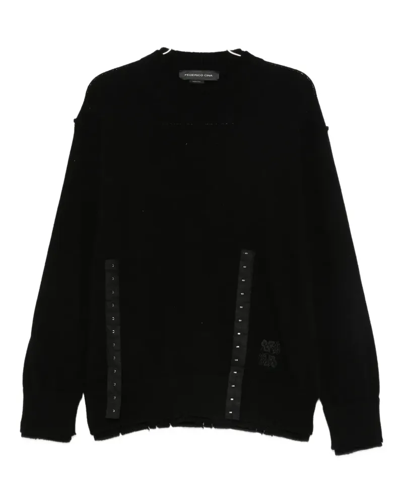 Boboutic ribbon-detail distressed sweatshirt - Schwarz Schwarz