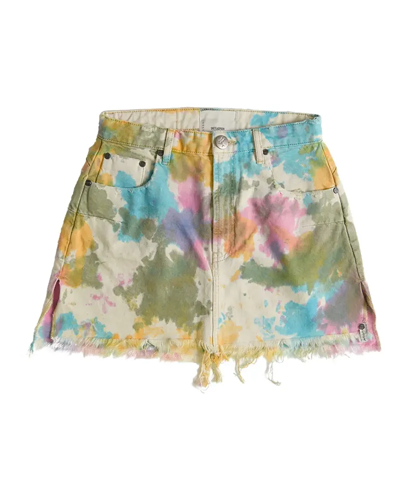 One Teaspoon Ausgefranster Rock mit Batikmuster - Nude Nude