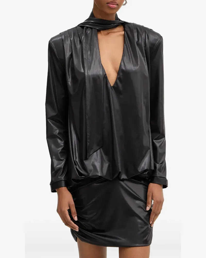HAVEONE Drapiertes Midikleid mit Schleife - Schwarz Schwarz