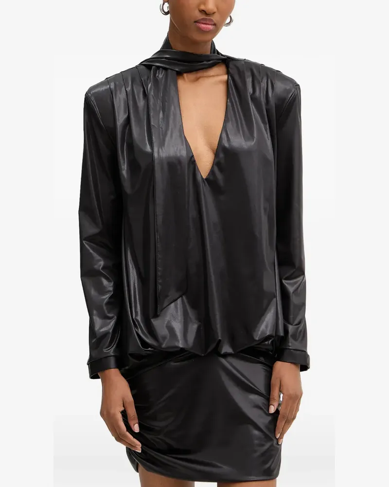 HAVEONE pussy-bow draped midi dress - Schwarz Schwarz