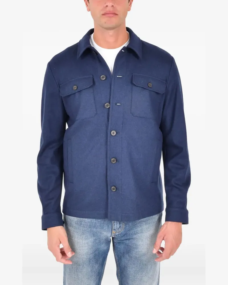 Drumohr  Hemdjacke mit geknöpfter Tasche - Blau Blau