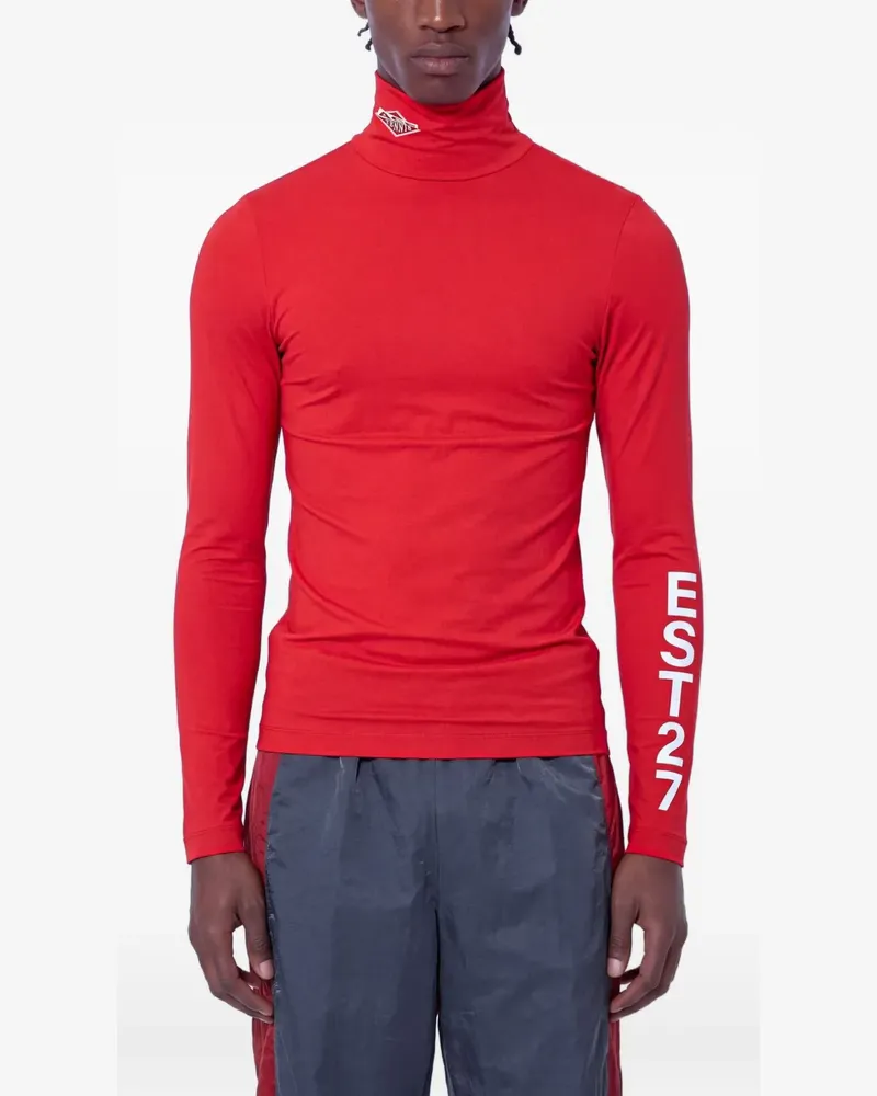 Lacoste Runway T-Shirt mit Stehkragen - Rot Rot