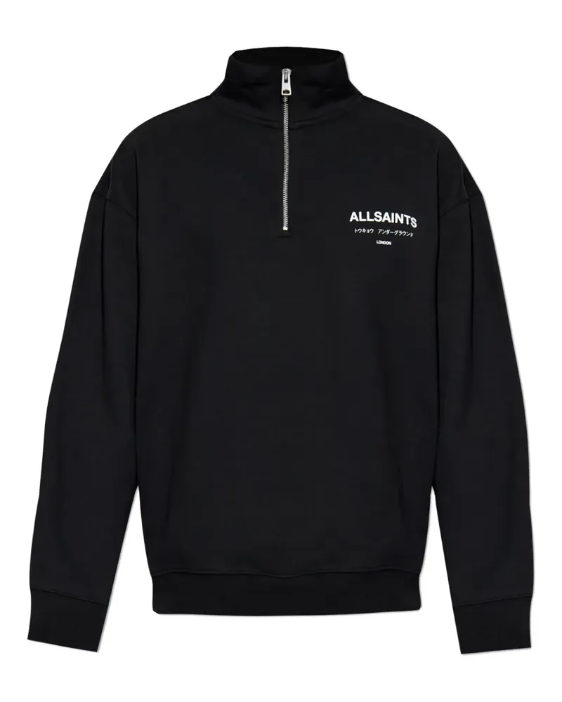 AllSaints Underground Pullover mit kurzem Reißverschluss - Schwarz Schwarz