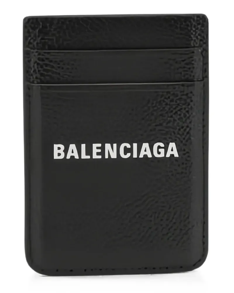 Balenciaga logo-print grained cardholder - Schwarz Schwarz