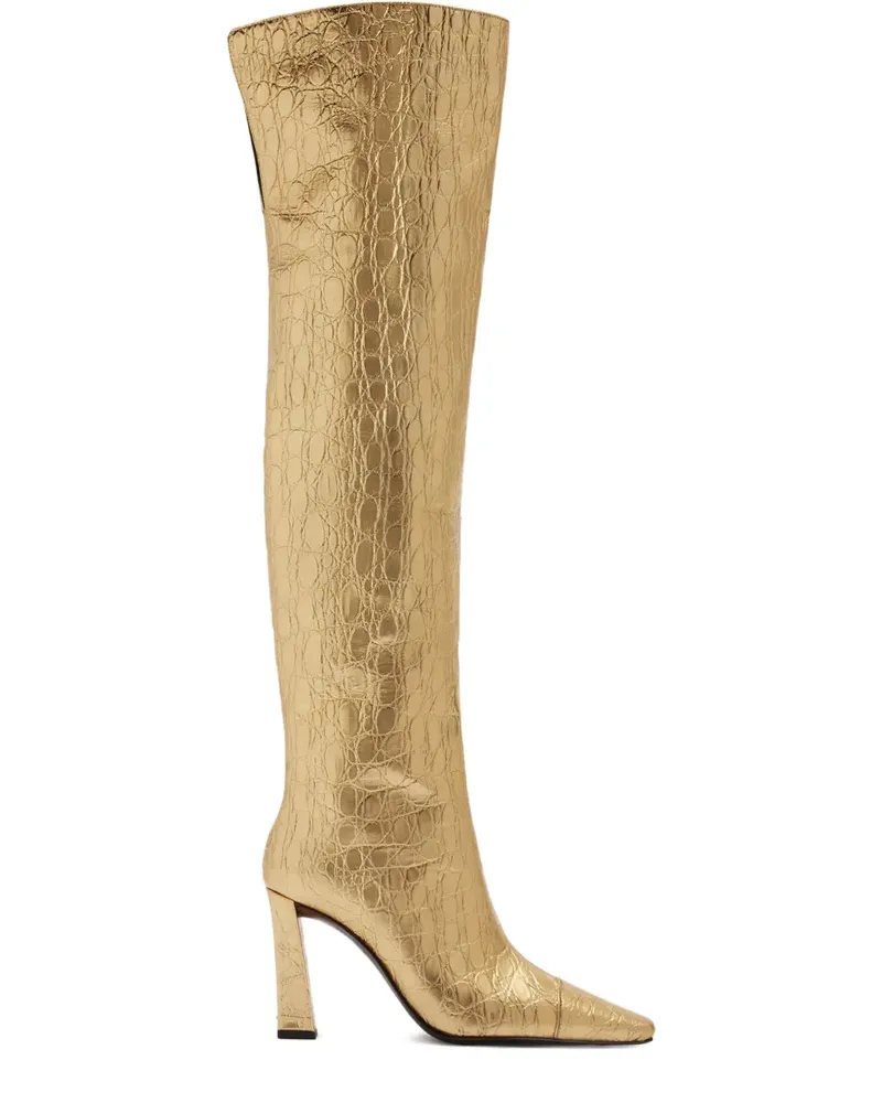 Giuseppe Zanotti Janiee Stiefel mit Kroko-Print 90mm - Gold Gold