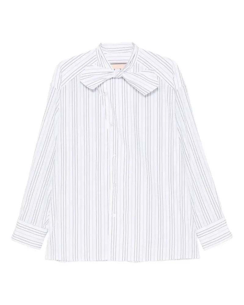 PLAN C striped pussy-bow shirt - Weiß Weiß