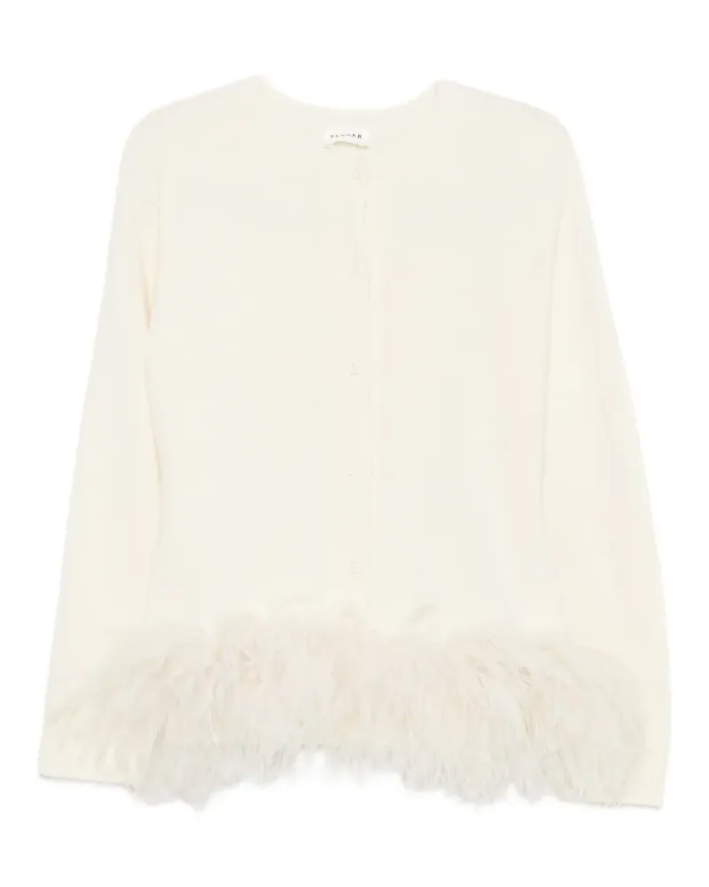 P.A.R.O.S.H. Lestat feather-trim rear-tie cardigan - Nude Nude