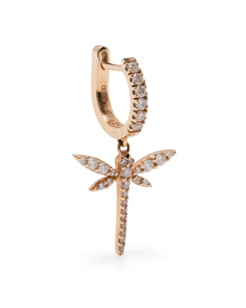 ANAPSARA Einzelner 18kt Rotgoldohrring mit Libellenanhänger mit Diamant - Rosa Rosa