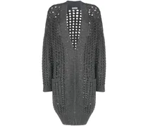 Strickmantel mit Pailletten - Grau