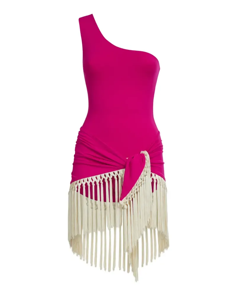 Taller Marmo Yacare One-Shoulder-Badeanzug mit Fransen - Rosa Rosa