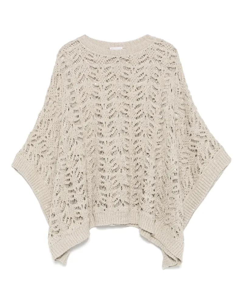 Brunello Cucinelli Strickoberteil mit Rundhalsausschnitt - Nude Nude