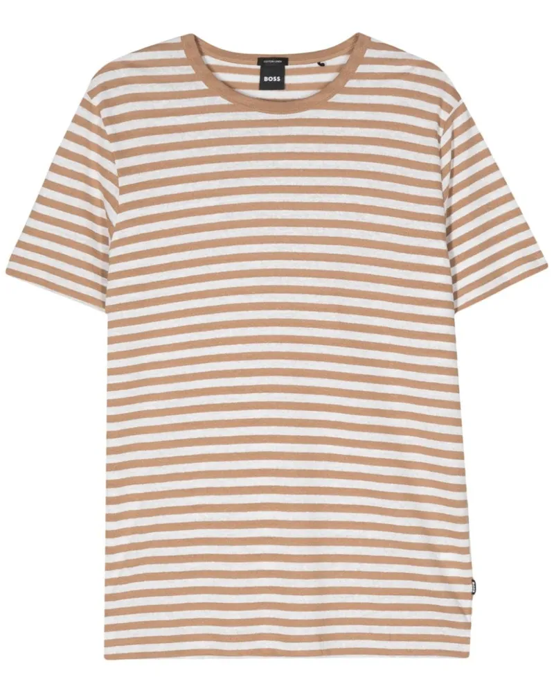 HUGO BOSS Gestreiftes T-Shirt - Nude Nude