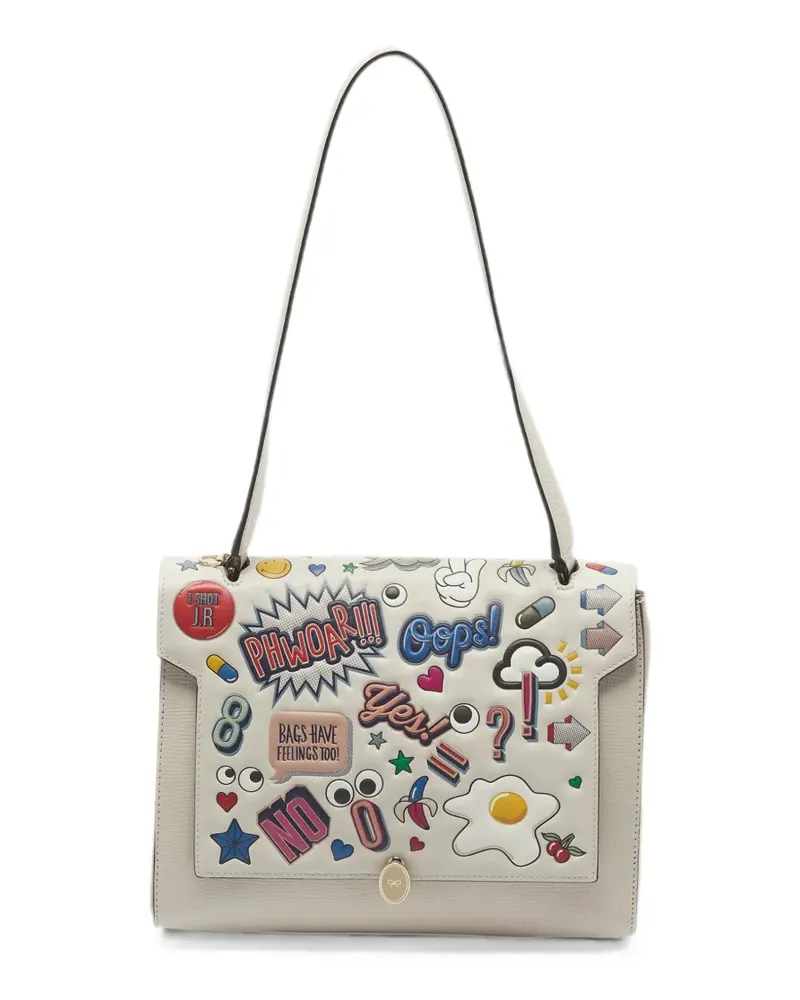 Anya Hindmarch All Over Wink Stickers flap shoulder bag - Weiß Weiß