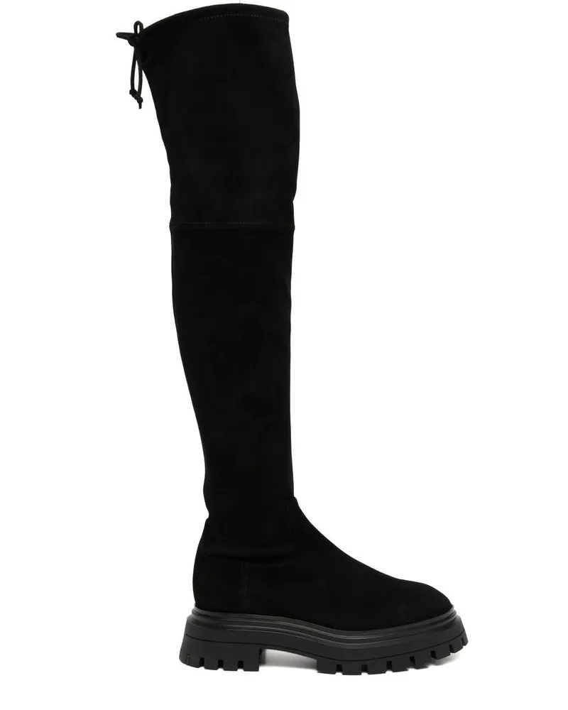 Stuart Weitzman Overknee-Stiefel mit Schleifenverschluss - Schwarz Schwarz