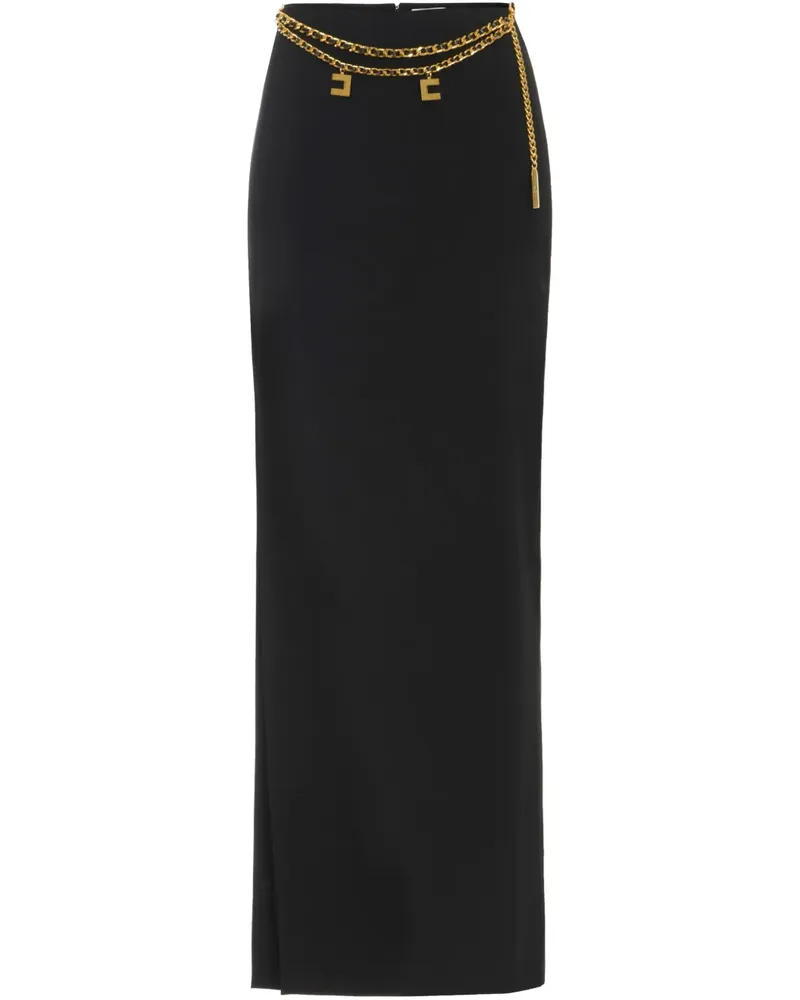 Elisabetta Franchi Krepp-Maxirock mit Kettendetail - Schwarz Schwarz