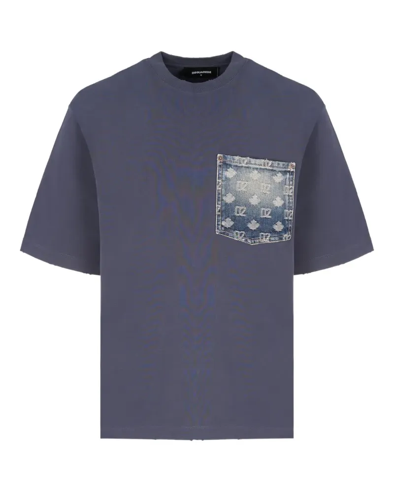 Dsquared2 D2 Monogram T-Shirt im Distressed-Look - Blau Blau