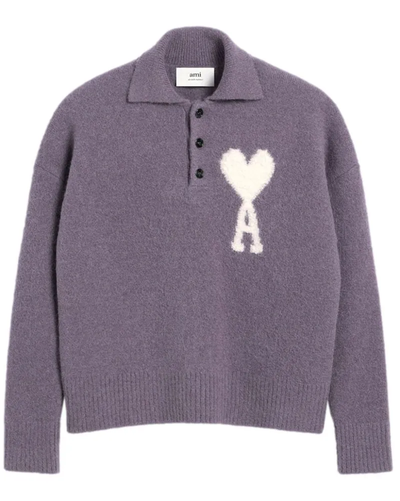 AMI Paris Ami de Coeur Pullover mit Poloshirtkragen - Violett Violett