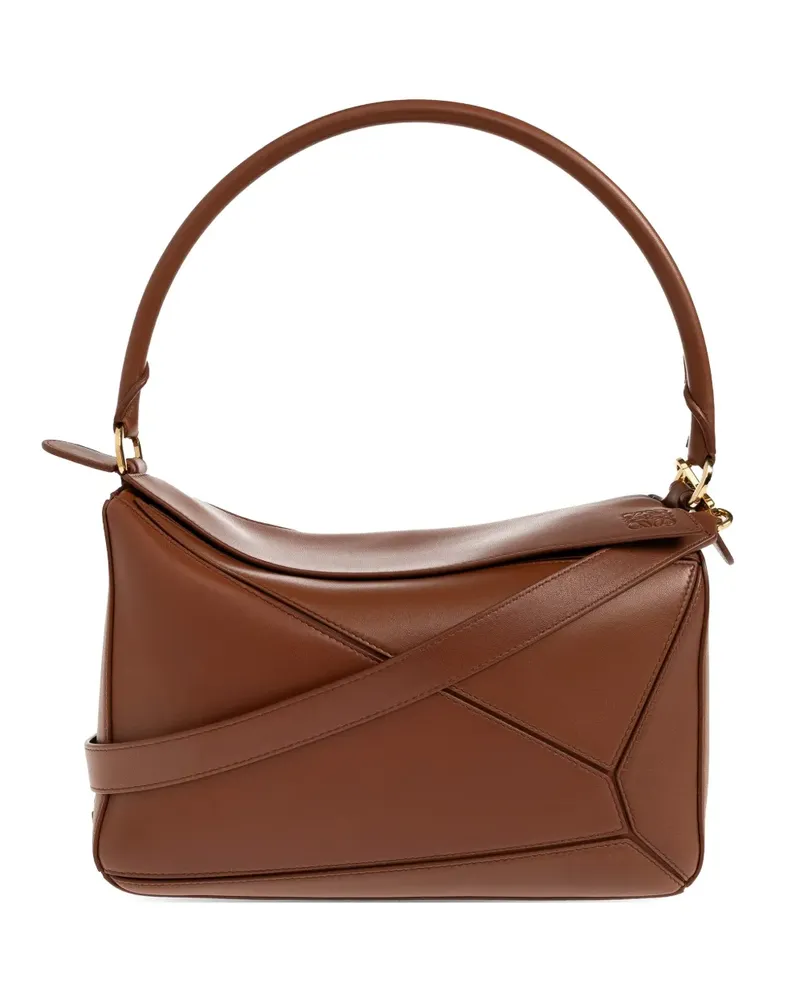 Loewe medium Featherlight Puzzle leather tote bag - Braun Braun