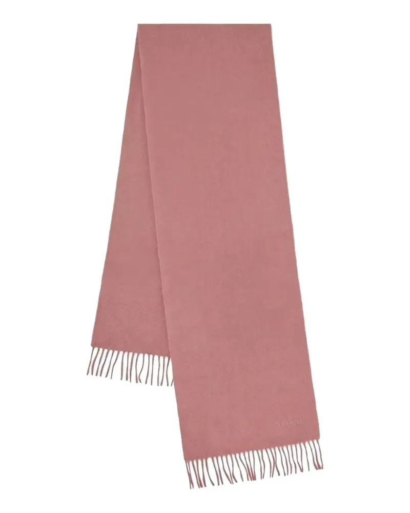 Mulberry fringed logo-embroidered scarf - Rosa Rosa