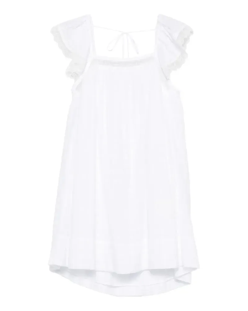 Ganni Minikleid mit Lochstickerei - Weiß Weiß
