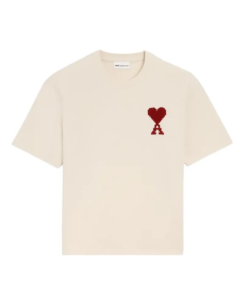 AMI Paris T-Shirt mit Logo-Stickerei - Nude Nude
