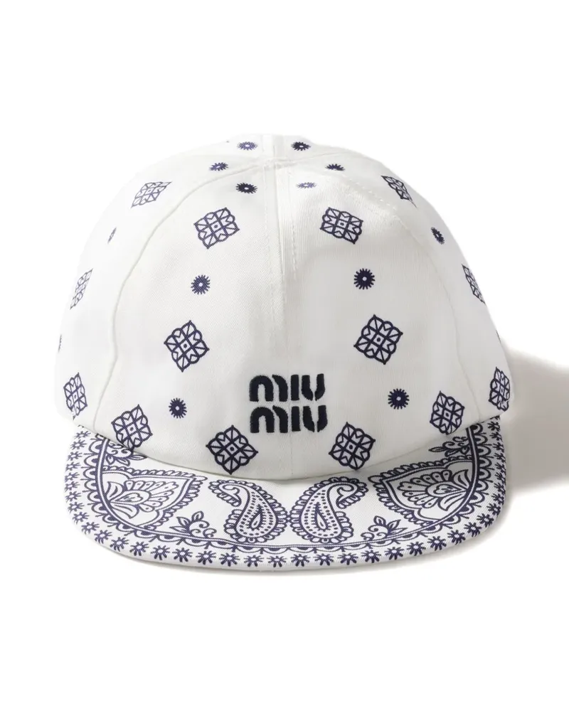 Miu Miu Baseballkappe mit Paisley-Print - Weiß Weiß