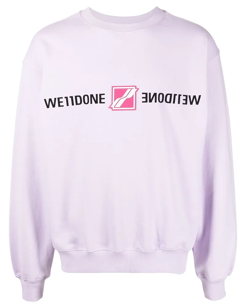 WE 11 DONE Sweatshirt mit gespiegeltem Logo Violett