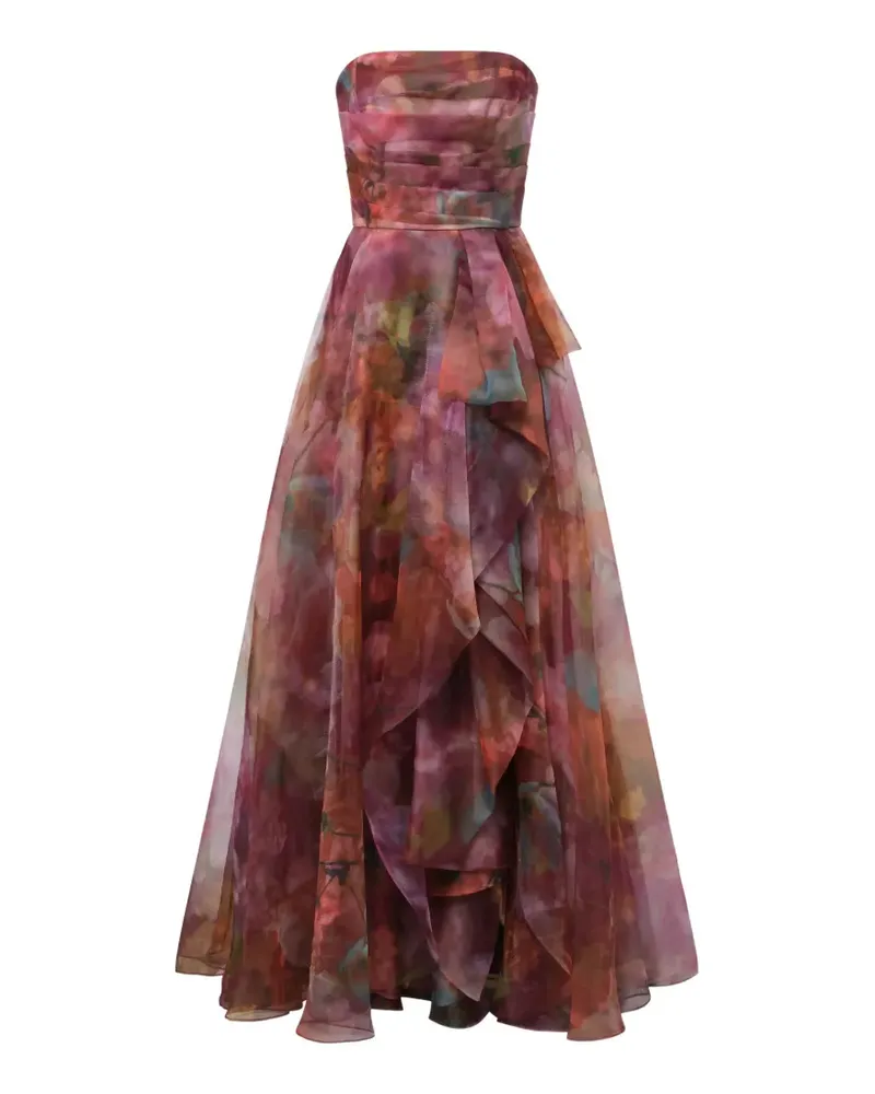 THEIA Floria strapless ruffled maxi dress - Rot Rot