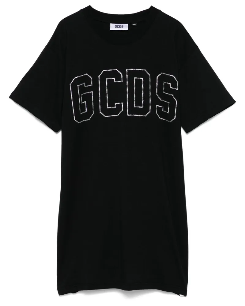 GCDS T-Shirt mit Kristall-Logo - Schwarz Schwarz