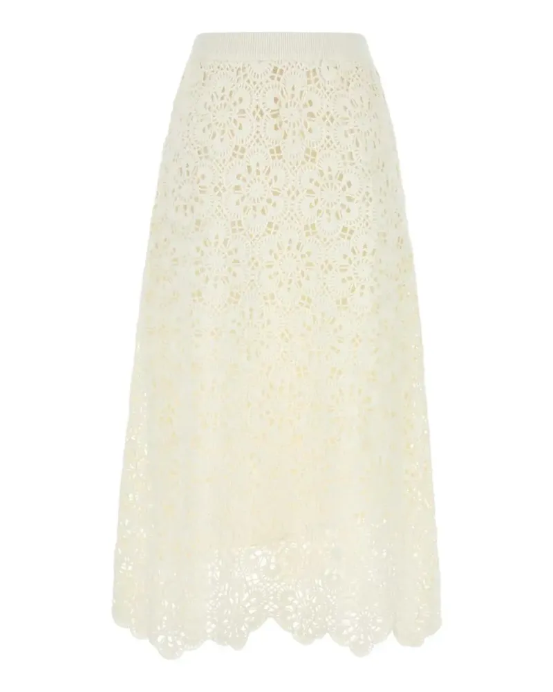 FARM Rio floral-pattern crochet midi skirt - Weiß Weiß
