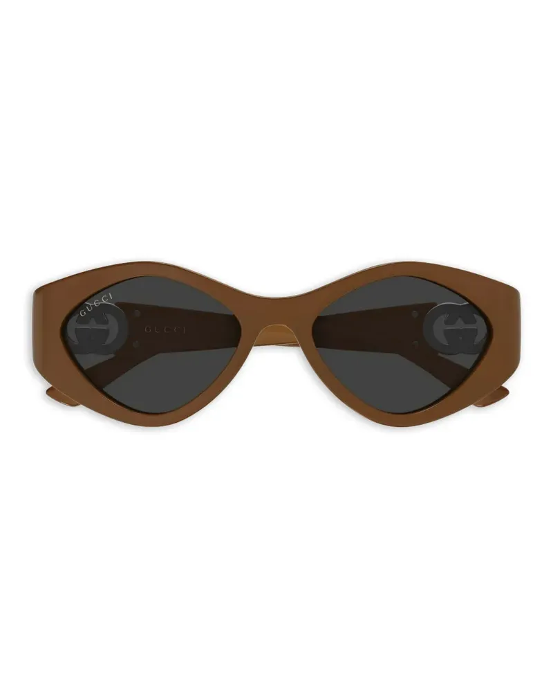 Gucci Interlocking-GG geometric-frame sunglasses - Braun Braun