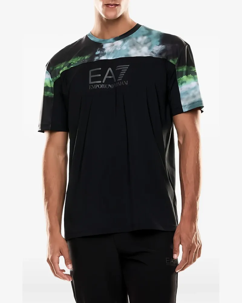 EA7 logo-print T-shirt - Schwarz Schwarz