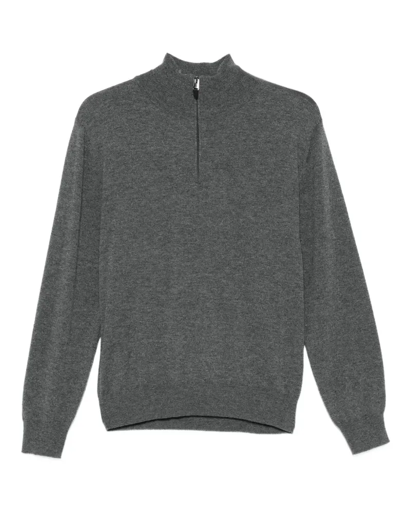 Canali Kaschmirpullover mit kurzem Reißverschluss - Grau Grau
