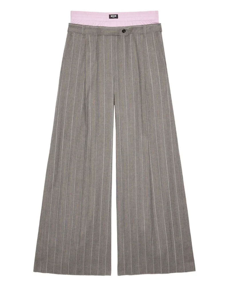 MSGM pinstripe-pattern layered trousers - Grau Grau