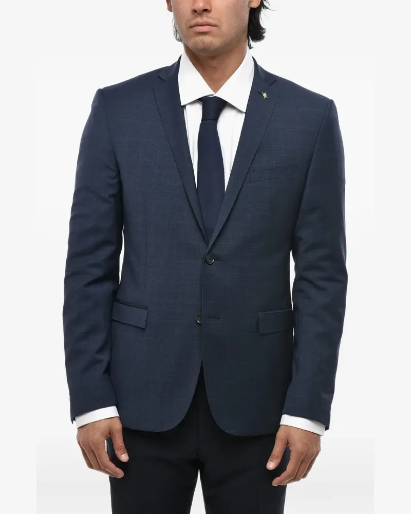 Corneliani checked single-breasted blazer - Blau Blau