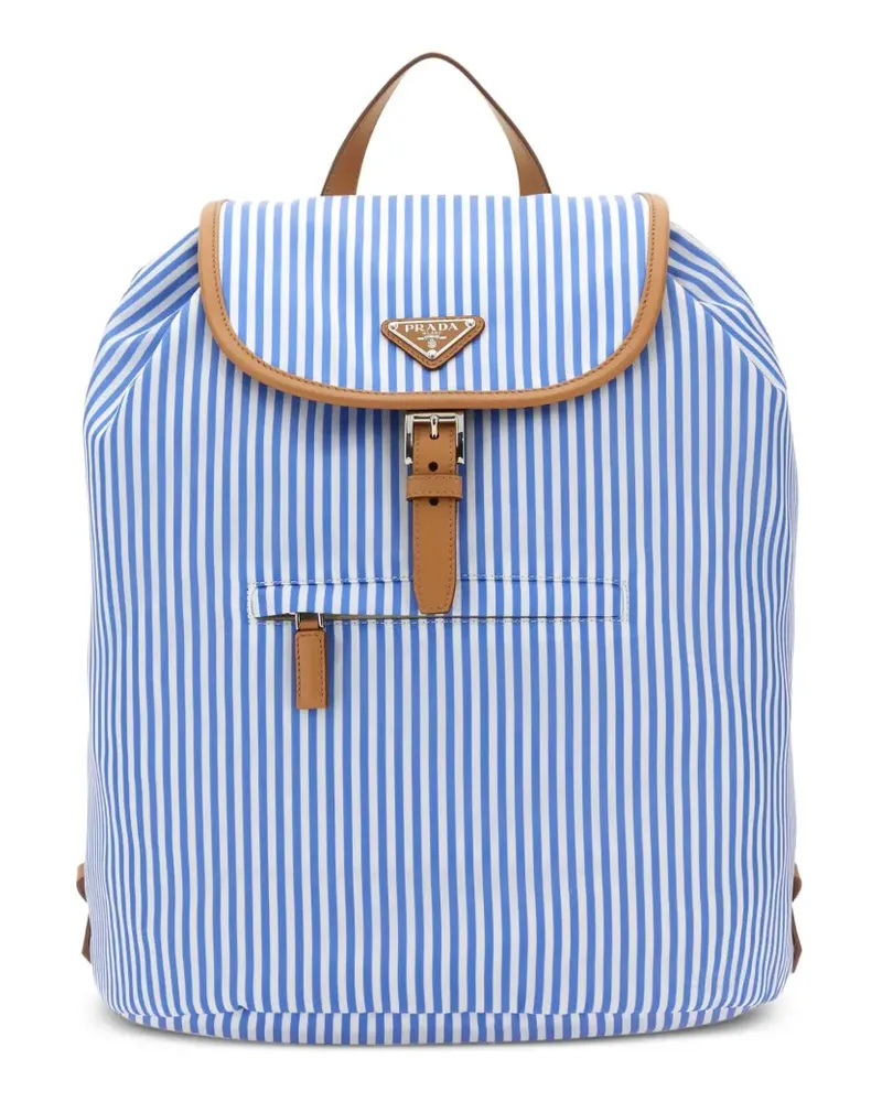 Prada Gestreifter Rucksack - Blau Blau