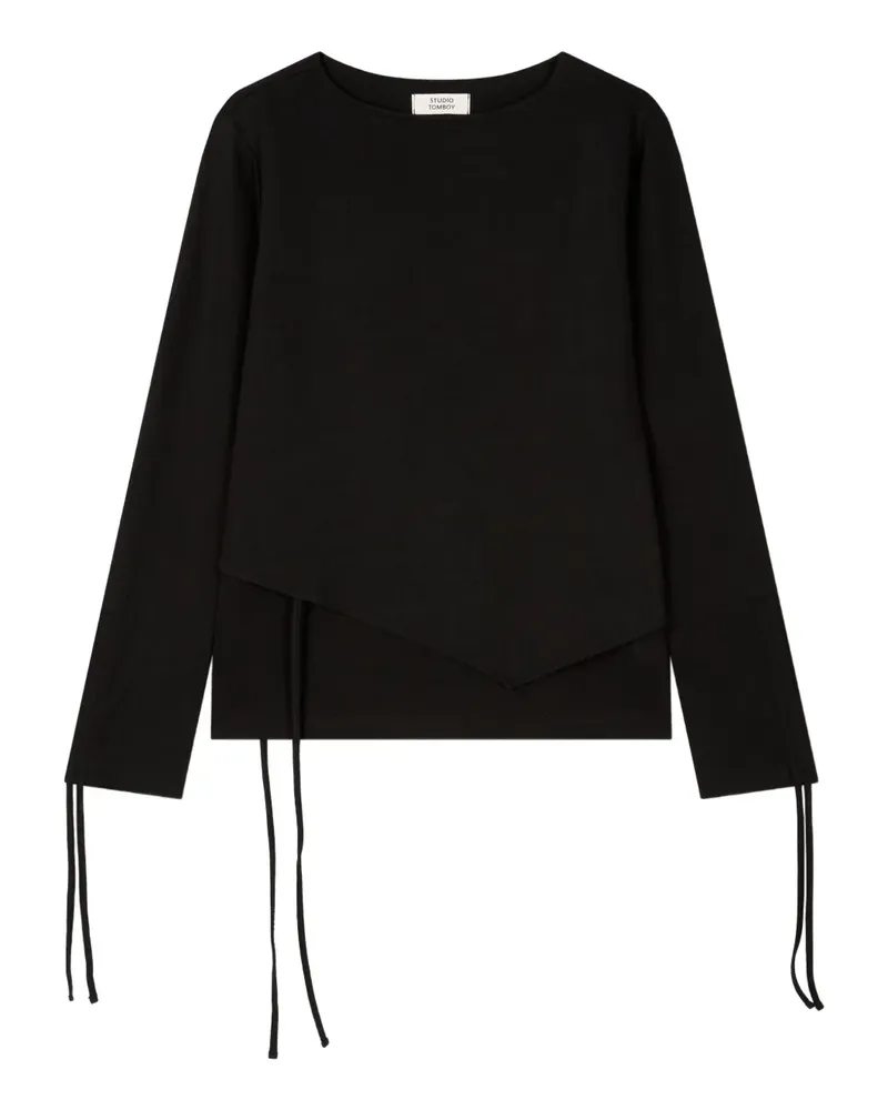STUDIO TOMBOY T-Shirt im Layering-Look mit Riemen - Schwarz Schwarz