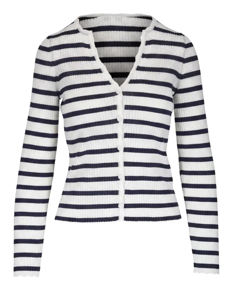 Veronica Beard Gestreifter Anwin Cardigan - Weiß Weiß
