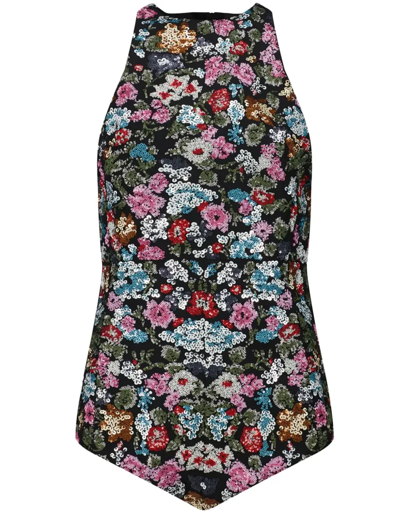Giambattista Valli Geraffter Body - Schwarz Schwarz