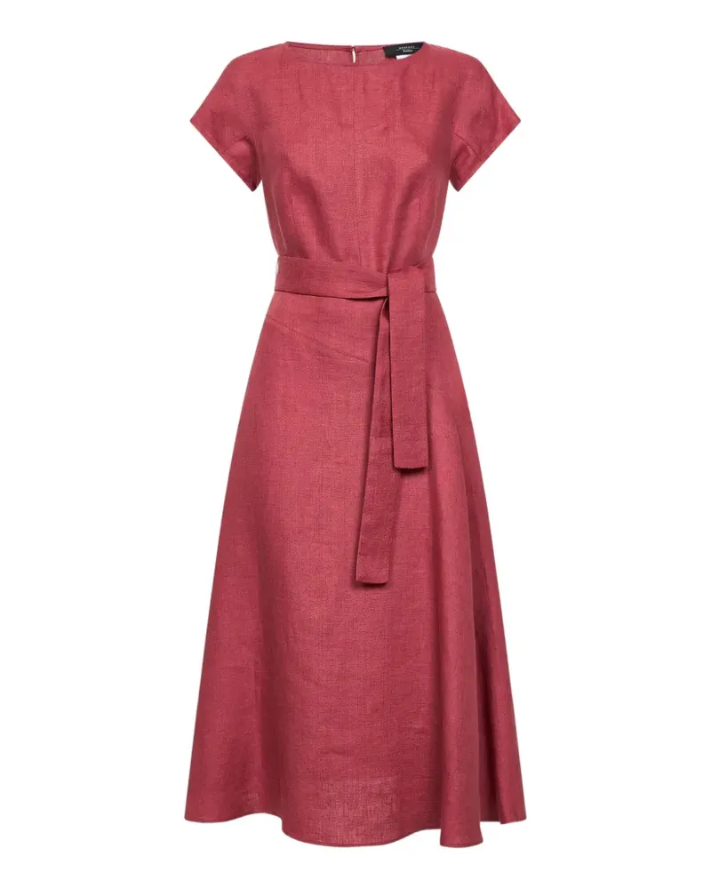 Max Mara cap-sleeve belted midi dress - Rot Rot