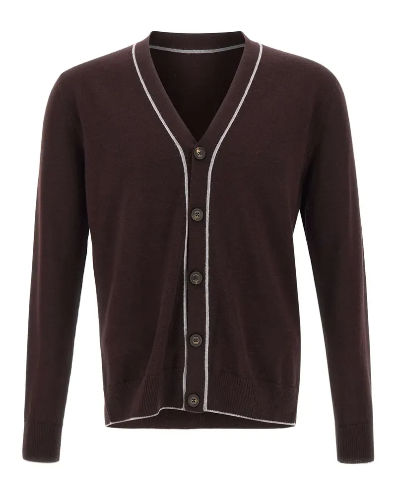 Eleventy Gerippter Cardigan mit Paspelierung - Braun Braun