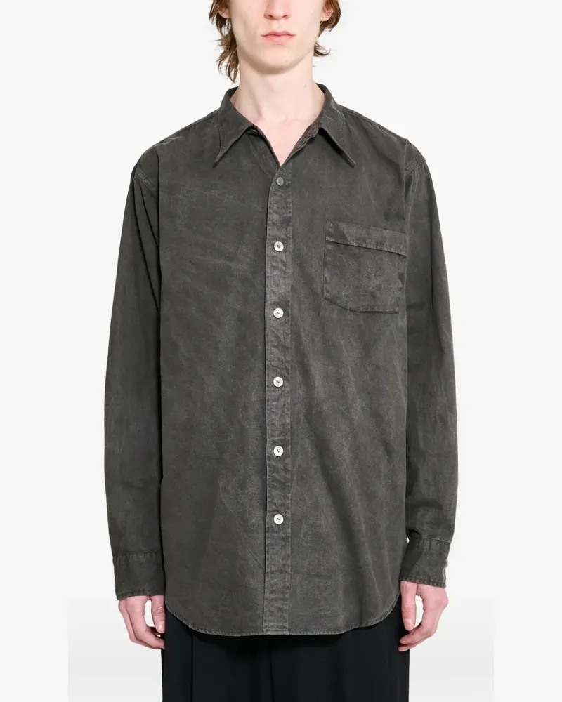 Taiga Takahashi narrow-collar shirt - Schwarz Schwarz