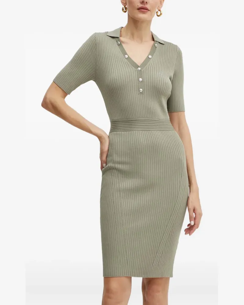 Guess ribbed button mini dress - Grün Grün
